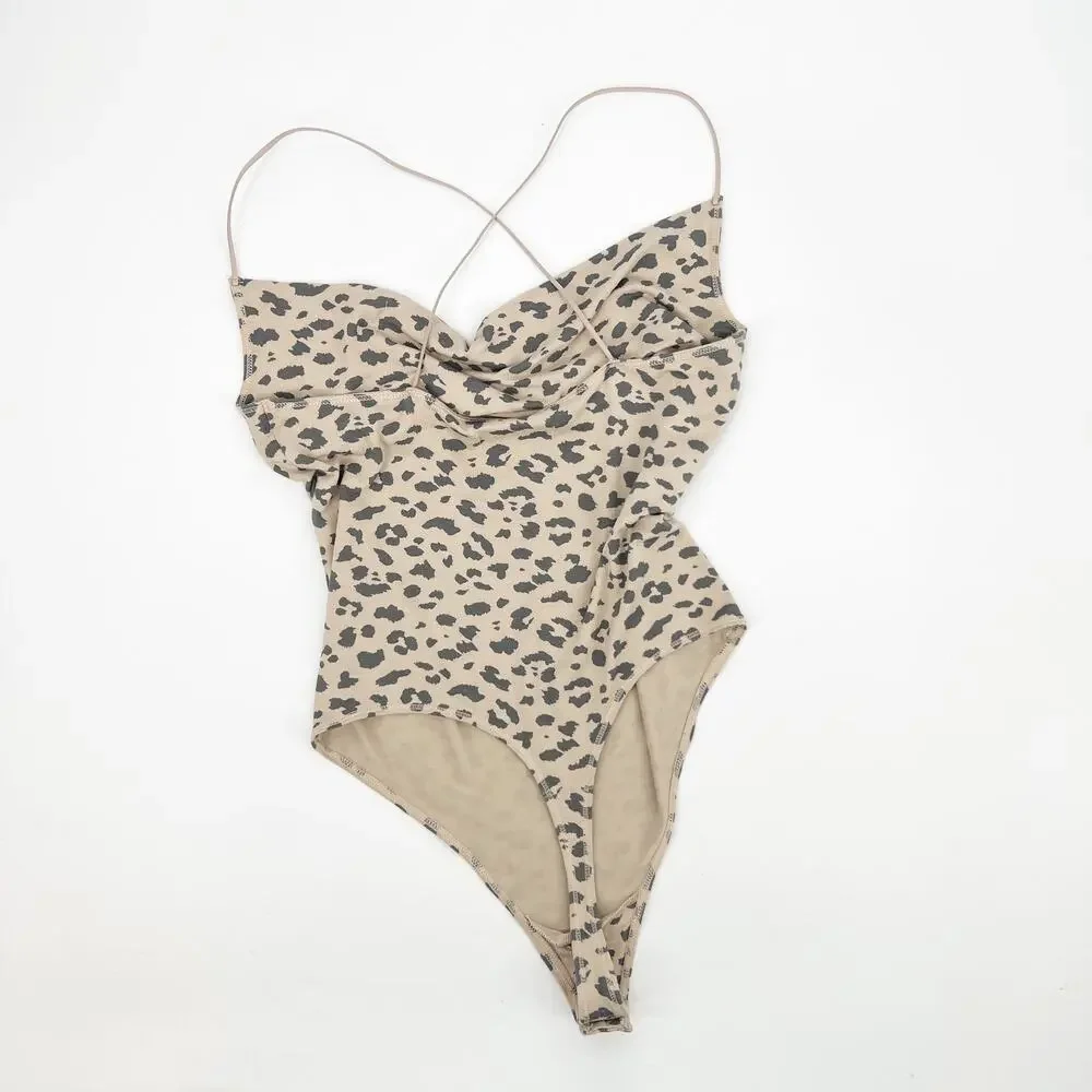 Abercrombie & Fitch Animal Print Cowl Neck Bodysuit Size Medium - Picture 4 of 8
